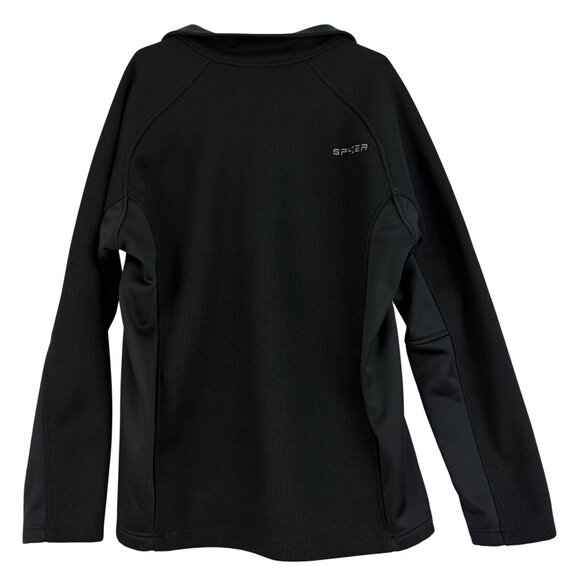 Spyder Mens XXL Quarter-Zip Pullover Long Sleeve Fleece Jacket Spider Logo Black - Picture 2 of 14